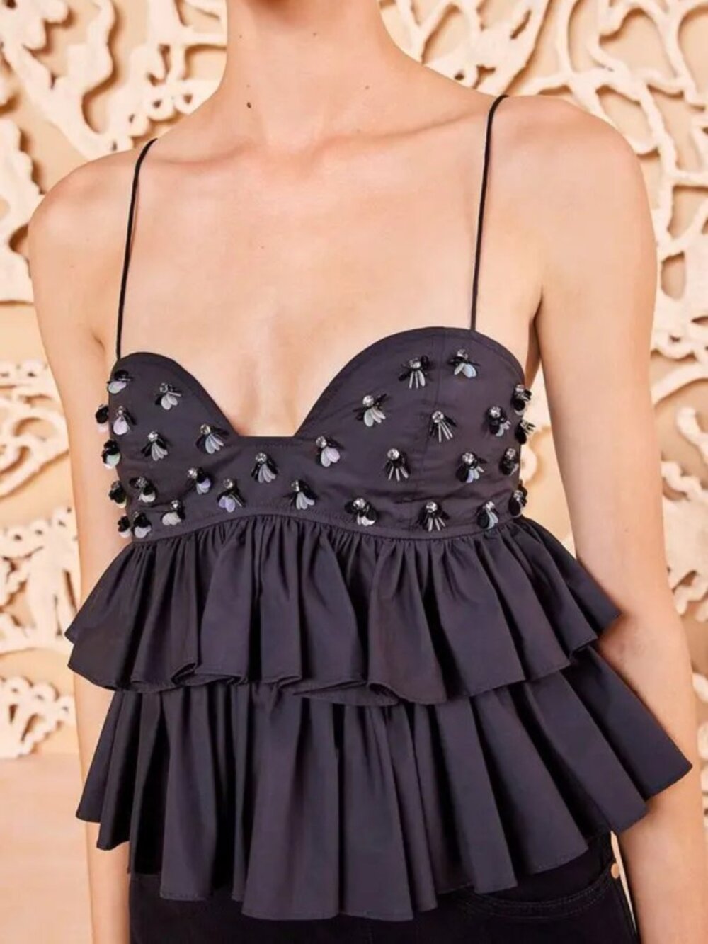 Ulla Johnson Lucia Embellished Ruffle Top